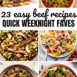 weeknight beef dinner pin image with text