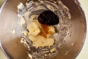 cranberry and honey butter in mixing bowl before mixing