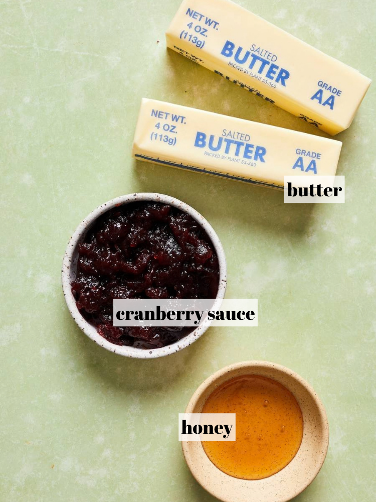 cranberry honey butter recipe ingredients with text