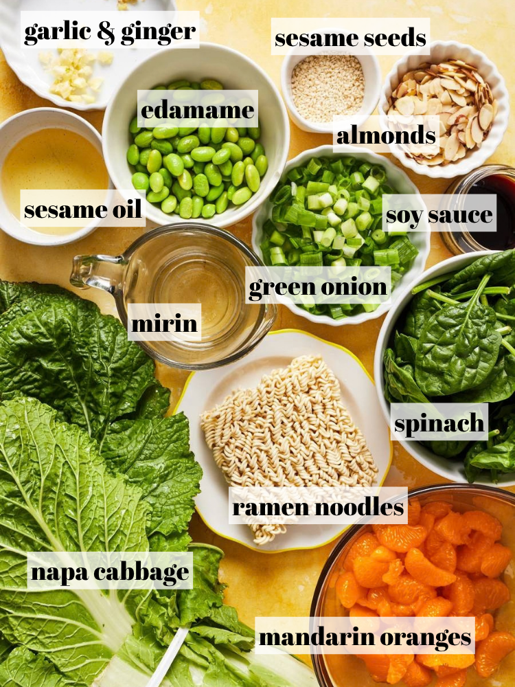 mandarin orange salad recipe ingredients with text