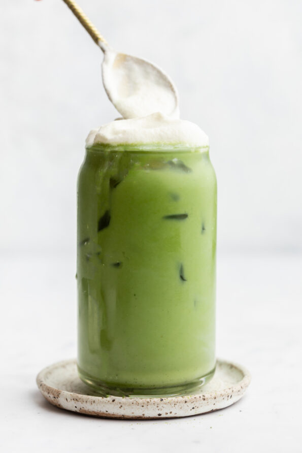Iced Matcha Latte Recipe with Sweet Cream Cold Foam